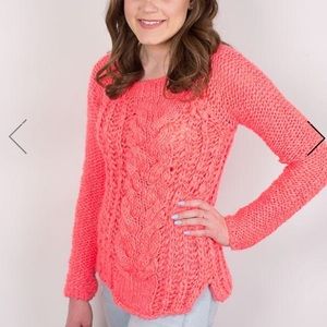 Free People Hot Tottie Electric Pink Sweater